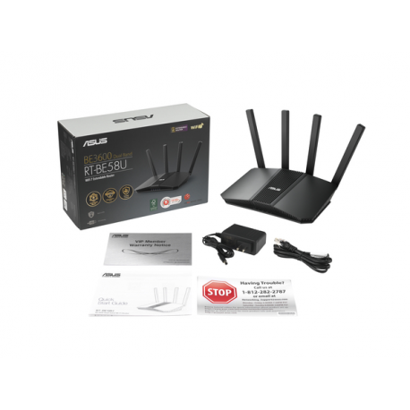 ASUS RT-BE58U - Wireless router 4-port switch - 1GbE, 2.5GbE, Wi-Fi 7 - Wi-Fi 7 - Dual Band - 7
