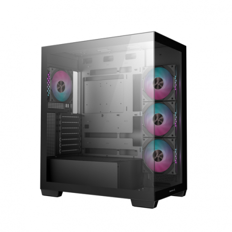 DeepCool CG580 4F - Tower - ATX - windowed side panel (tempered glass) - no power supply (ATX  /  PS / 2) - black - USB / Audio - 5