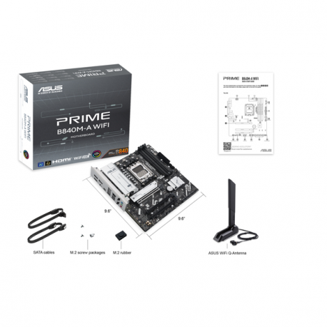 ASUS PRIME B840M-A WIFI - Motherboard - micro ATX - Socket AM5 - AMD B840 Chipset - USB-C 3.2 Gen 1, USB 3.2 Gen 1 - 2.5 Gigabit LAN, Bluetooth, Wi-Fi 6E - onboard graphics (CPU required) - HD Audio (8-channel) - 7