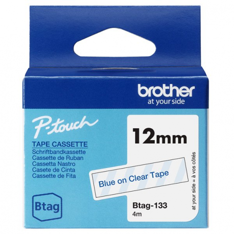Brother BTAG-133 - Blue on clear - Roll (1.2 cm x 4 m) 1 cassette(s) hanging box - label tape - for P-Touch PT-N10, PT-N20, PT-N25BT - 0