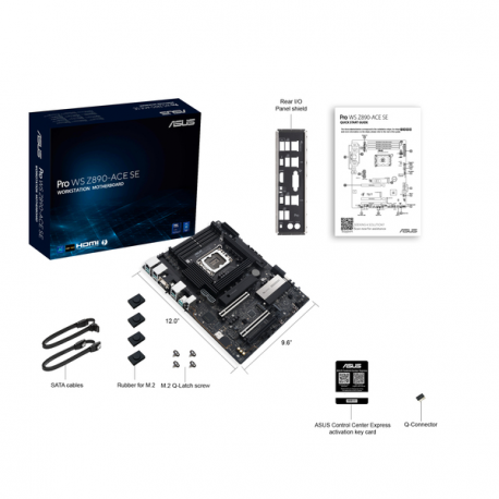 ASUS PRO WS Z890-ACE SE - Motherboard - ATX - LGA1851 Socket - Z890 Chipset - USB-C 3.2 Gen 2x2, USB 3.2 Gen 2, USB4, USB 3.2 Gen 1 - 10 Gigabit LAN, 2.5 Gigabit LAN, Gigabit LAN - onboard graphics (CPU required) - HD Audio (8-channel) - 3