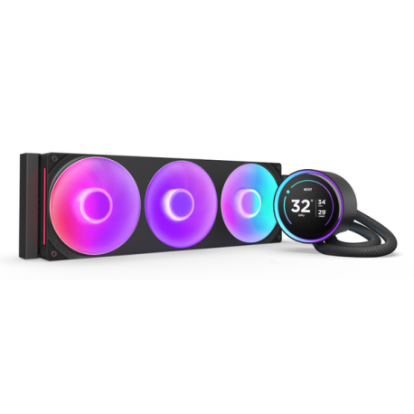 NZXT Kraken Elite 360 RGB - Processor liquid cooling system - with LCD display  - Radiator Size:  360 mm - (for: LGA1851, LGA1700, LGA1200, LGA115x Socket, AM4, AM5) - copper - 120 mm - matte black - 0