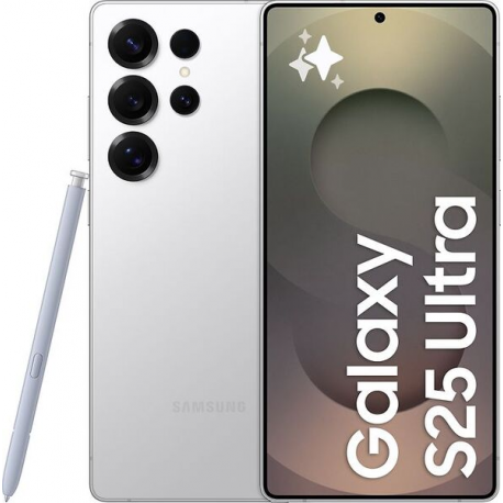 Samsung Galaxy S25 Ultra - 5G smartphone - dual-SIM - RAM 12 GB / Internal Memory 1 TB - OLED display - 6.9" - 3120 x 1440 pixels (120 Hz) - 4x rear cameras 200 MP, 50 MP, 50 MP, 10 MP - front camera 12 MP - titanium whitesilver - 0
