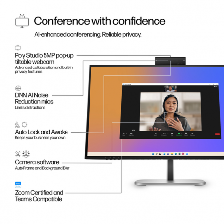 HP 527pm - Series 5 Pro - LED monitor - 27" - 2560 x 1440 QHD @ 100 Hz - IPS - 350 cd/m² - 1500:1 - 5 ms - HDMI, DisplayPort, USB-C - speakers - jet black, natural silver (stand), jet black (stand) - Smart Buy - 4