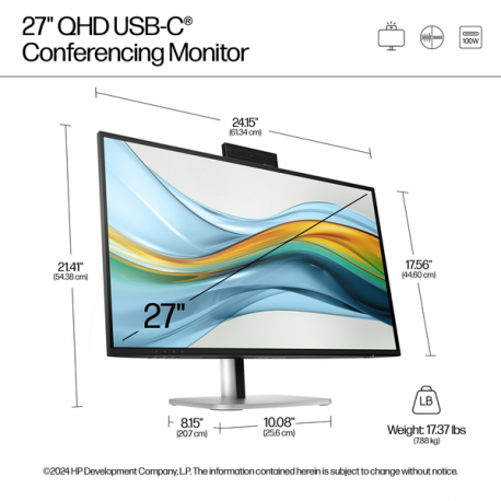 HP 527pm - Series 5 Pro - LED monitor - 27" - 2560 x 1440 QHD @ 100 Hz - IPS - 350 cd/m² - 1500:1 - 5 ms - HDMI, DisplayPort, USB-C - speakers - jet black, natural silver (stand), jet black (stand) - Smart Buy - 11