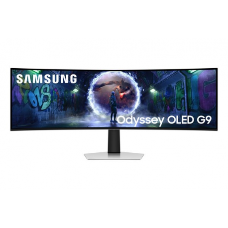 Samsung Odyssey OLED G9 S49DG934SU - G93SD Series - OLED monitor - gaming - curved - 49" - 5120 x 1440 Dual Quad HD @ 240 Hz - 250 cd/m² - 1000000:1 - HDR10+ Gaming, HDR10 - 0.03 ms - DisplayPort, Micro HDMI, HDMI - silver - 0