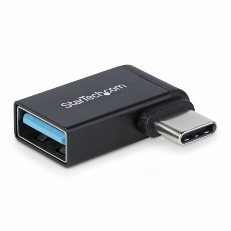 StarTech.com Right Angled USB-C to USB-A Adapter, USB 5Gbps, Compact USB-C Male to USB-A Female Adapter, Metal Housing, M / F - USB adapter - 24 pin USB-C (M) right-angled to USB (F) - USB 3.2 Gen 1 - 5 V - 3 A - passive, up to 5 Gbps data transfer rate - black - 0