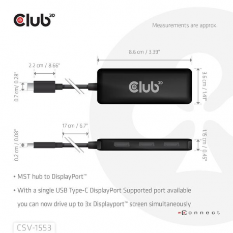 Club 3D CSV-1553 - Docking station - USB-C  /  Thunderbolt 4 - 3 x DP++ - 2