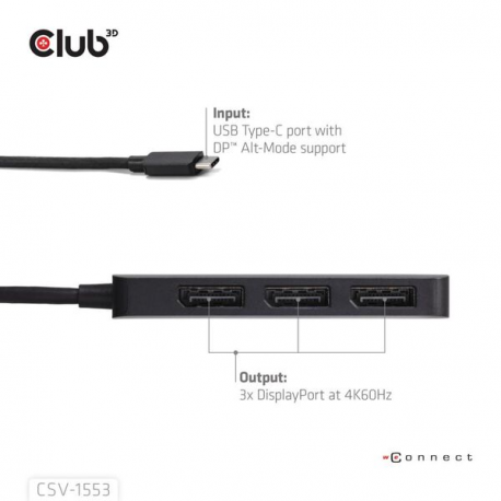 Club 3D CSV-1553 - Docking station - USB-C  /  Thunderbolt 4 - 3 x DP++ - 3