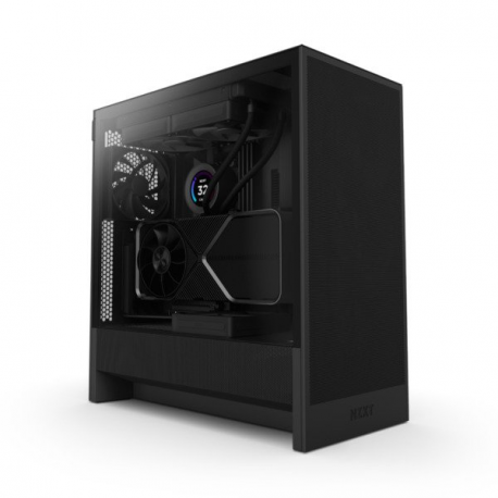 NZXT H series H5 Flow - Mid tower - extended ATX - windowed side panel (tempered glass) - no power supply - black - USB / Audio - 0
