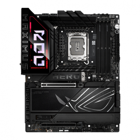 ASUS ROG MAXIMUS Z890 HERO - Motherboard - ATX - LGA1851 Socket - Z890 Chipset - USB4, USB 3.2 Gen 1, USB-C 3.2 Gen2, USB 3.2 Gen 2 - Wi-Fi 7, Bluetooth, 5 Gigabit Ethernet - onboard graphics (CPU required) - HD Audio (8-channel) - 0