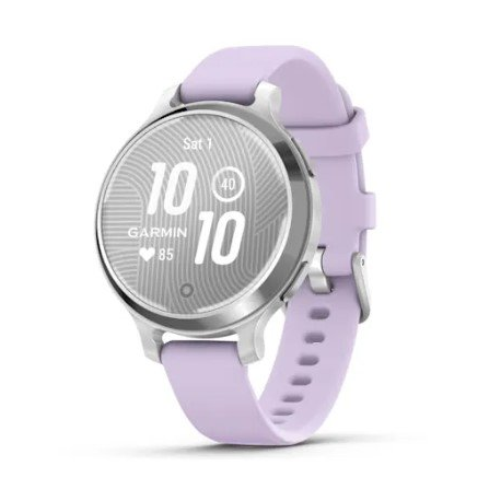 Garmin Lily 2 Active - Silver anodized aluminum - smart watch with band - silicone - purple - wrist size: 110-175 mm - monochrome - Bluetooth, ANT+ - 29 g - 0