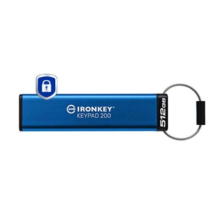 Kingston IronKey Keypad 200 - USB flash drive - encrypted - 512 GB - USB 3.2 Gen 1 - 0
