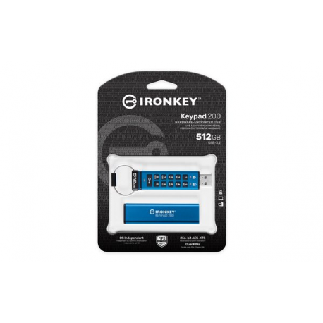 Kingston IronKey Keypad 200 - USB flash drive - encrypted - 512 GB - USB 3.2 Gen 1 - 4