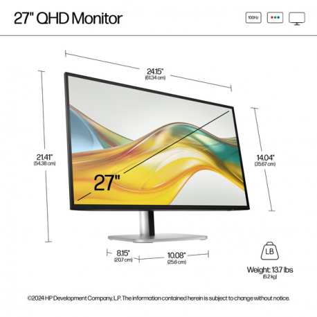 HP 527pq - Series 5 Pro - LED monitor - 27" (26.96" viewable) - 2560 x 1440 QHD - IPS - 350 cd / m² - 1500:1 - 5 ms - HDMI, DisplayPort - jet black, black and silver (stand) - Smart Buy - 9