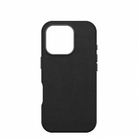 OtterBox Symmetry Plus - Back cover for mobile phone - MagSafe compatibility - cactus leather, polyurethane - noir ash (black) - for Apple iPhone 16 Pro - 0