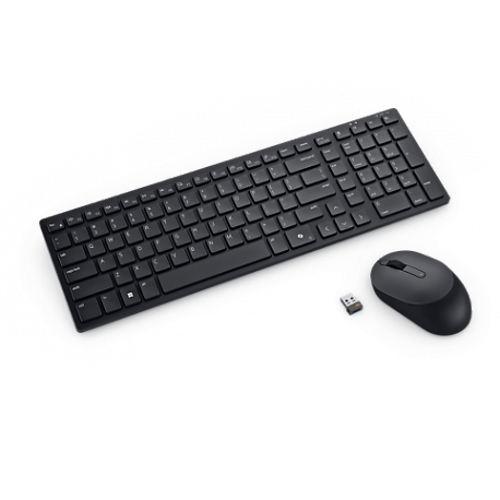 Dell Silent Keyboard and Mouse KM555 - Keyboard and mouse set - wireless - 2.4 GHz, Bluetooth 5.1 - QWERTY - US International - black - with 3 years Advanced Exchange Service - 0