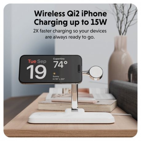 Targus HyperJuice Next - Wireless charging stand - 4-in-1 + AC power adapter - 15 Watt - 3 A - Fast Charge - 4 output connectors - white - 2