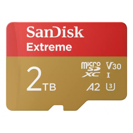 SanDisk Extreme - Flash memory card (microSDHC to SD adapter included) - 2 TB - A2 / Video Class V30 / UHS-I U3 - microSDXC UHS-I - 0
