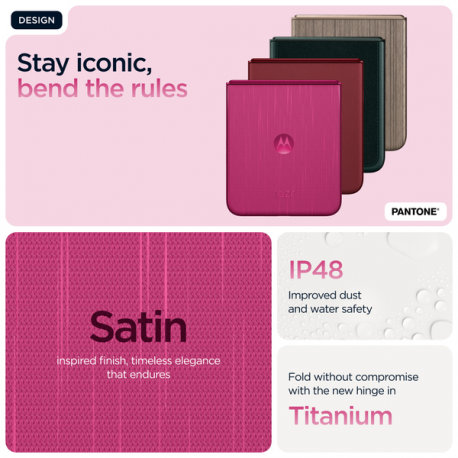 Motorola RAZR 60 Ultra - 5G smartphone - dual-SIM - RAM 16 GB  /  Internal Memory 512 GB - pOLED display - 7" - 2992 x 1224 pixels (165 Hz) - 2x rear cameras 50 MP, 50 MP - front camera 50 MP - pantone cabaret - 35