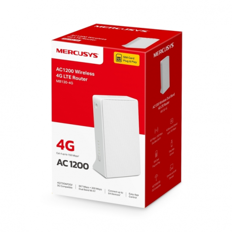 Mercusys MB130-4G - Wireless router - WWAN - Wi-Fi 5 - Dual Band - 4G - 6