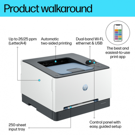 HP Color LaserJet Pro 3202dw - Printer - colour - Duplex - laser - A4 / Legal - 600 x 600 dpi - up to 25 ppm (mono)  /  up to 25 ppm (colour) - capacity: 251 sheets - USB 2.0, Gigabit LAN, Wi-Fi(ac) - 4