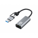 LevelOne - Network adapter - USB-C 3.2 Gen 1 / USB-A 3.2 Gen 1 - 10M/100M/1G/2.5 Gigabit Ethernet - grey
