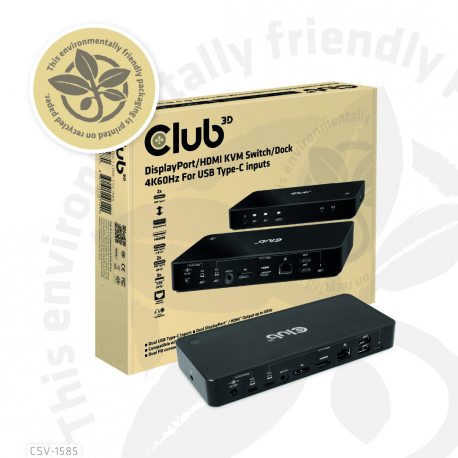 Club 3D CSV-1585 - Docking station - USB-C x 2 - DP, HDMI - 1GbE - 120 Watt - 8