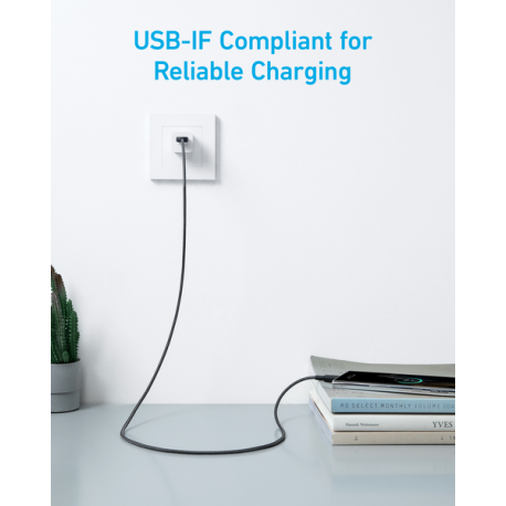 Anker 322 - USB cable - USB (M) to 24 pin USB-C (M) - 5 V - 3 A - 1.8 m - black - 1
