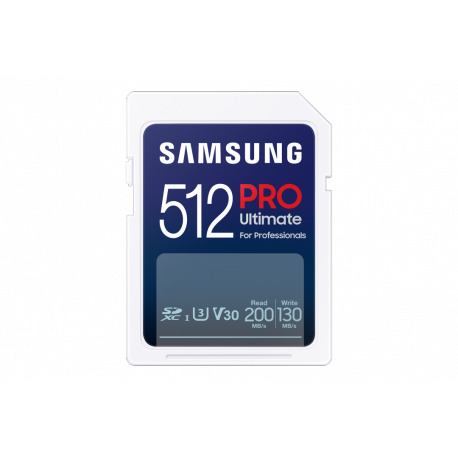 Samsung PRO Ultimate MB-SY512S - Flash memory card - 512 GB - Video Class V30  /  UHS-I U3 - SDXC UHS-I - white - 0
