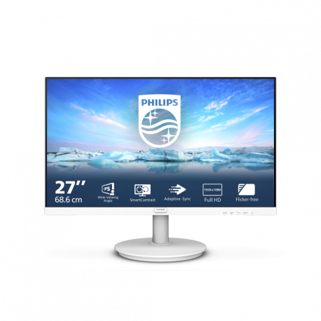 Philips V-line 271V8AW - LED monitor - 27" - 1920 x 1080 Full HD (1080p) @ 75 Hz - IPS - 250 cd / m² - 1000:1 - 4 ms - HDMI, VGA - speakers - textured white - 0