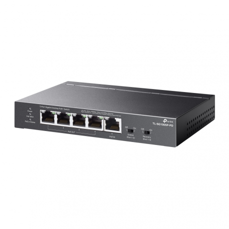 TP-Link TL-SG1005P-PD V1 - Switch - unmanaged - 4 x 10 / 100 / 1000 (PoE+) + 1 x 10 / 100 / 1000 (PoE++) - desktop, wall-mountable - PoE++ (66 W) - 2