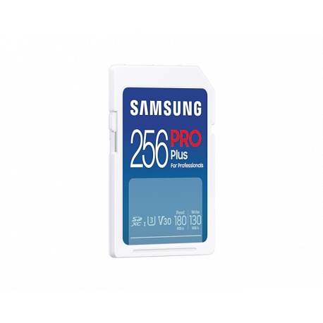 Samsung PRO Plus MB-SD256SB - Flash memory card - 256 GB - Video Class V30  /  UHS-I U3 - SDXC UHS-I - white - 3