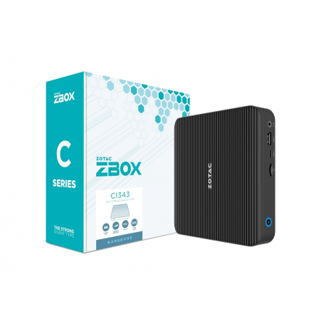 ZOTAC ZBOX C Series CI343 Edge - Barebone - mini PC - 1 x N-series N100  /  0.8 GHz - RAM 0 GB - UHD Graphics - Gigabit Ethernet, Bluetooth 5.2, IEEE 802.11ax (Wi-Fi 6) WLAN: - 802.11a / b / g / n / ac / ax, Bluetooth 5.2 - 7