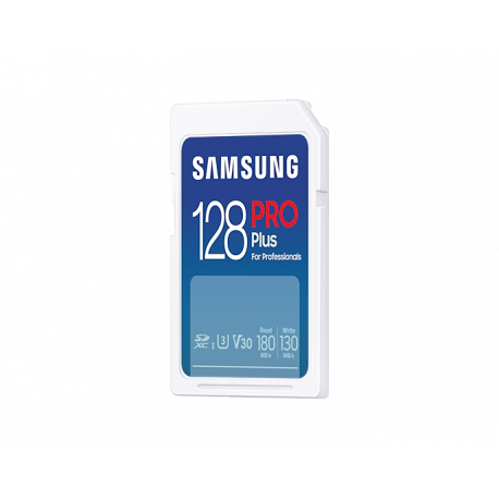 Samsung PRO Plus MB-SD128SB - Flash memory card - 128 GB - Video Class V30  /  UHS-I U3  /  Class10 - SDXC UHS-I - white - 4