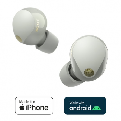 Sony WF-1000XM5 - True wireless earphones with mic - in-ear - Bluetooth - active noise cancelling - silver - 1