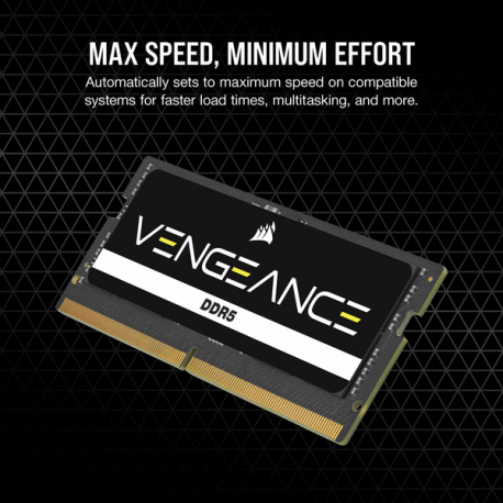 CORSAIR VENGEANCE 32GB 2x16GB DDR5 5600MT/s SODIMM Unbuffered 48-48-48-90 Black PCB Std PMIC 1.1V - 5