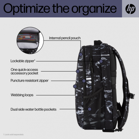 HP - Campus XL - notebook carrying backpack - 16.1" - stone marble - 1