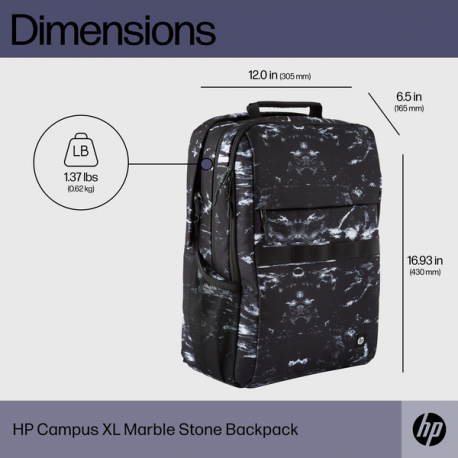 HP - Campus XL - notebook carrying backpack - 16.1" - stone marble - 4