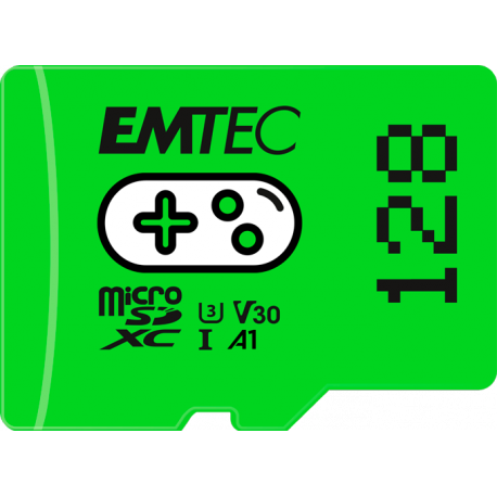 EMTEC Gaming - Flash memory card - 128 GB - A1  /  Video Class V30  /  UHS-I U3 - microSDXC UHS-I - green - 0