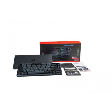 ASUS ROG Azoth - Keyboard - 75% mini-keyboard - with OLED display - backlit - wireless - 2.4 GHz, Bluetooth 5.1, USB 2.0 - QWERTZ - German - key switch: ROG NX - black - 2