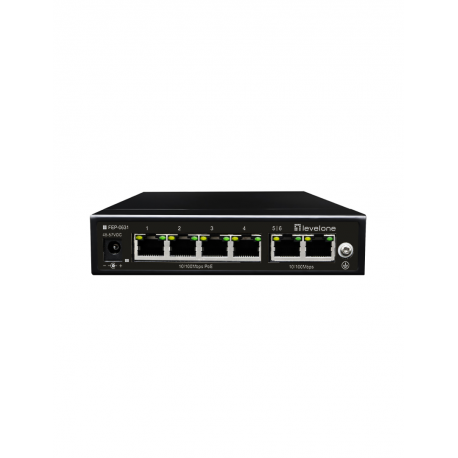 LevelOne FEP-0631 - Switch - unmanaged - 4 x 10 / 100 (PoE) + 2 x 10 / 100 (uplink) - desktop - PoE (60 W) - 0