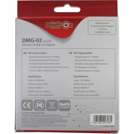 Inter-Tech DMG-02 - Network adapter - USB 2.0 - 802.11b / g / n - 3