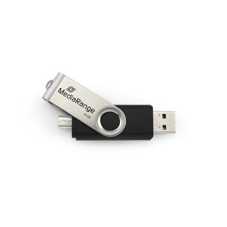 MediaRange MR932 - USB flash drive - 32 GB - USB 2.0  /  micro USB - black / silver - 0