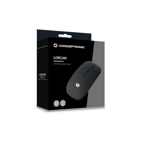 Conceptronic LORCAN - Mouse - ergonomic - right and left-handed - 4 buttons - wireless - Bluetooth 3.0 - black - 4