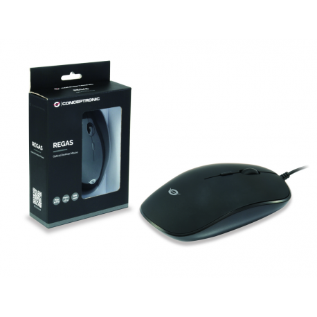 Conceptronic REGAS E4 - Mouse - right and left-handed - optical - 4 buttons - wired - USB - black - 5