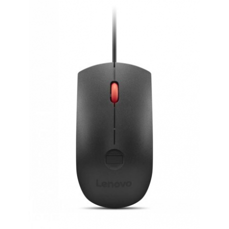 Lenovo - Mouse - optical - 3 buttons - wired - USB - black, red - 0