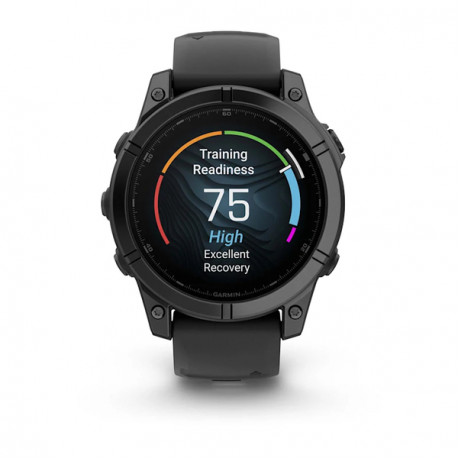 Garmin fenix E - 47 mm - slate grey steel - sport watch with band - silicone - black - wrist size: 125-208 mm - display 1.3" - 16 GB - Bluetooth, Wi-Fi, ANT+ - 76 g - 5