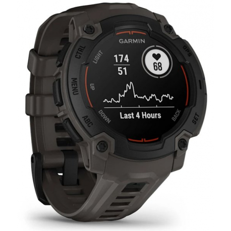 Garmin Instinct E - 45 mm - black fibre-reinforced polymer - Yes smart watch with band - silicone - charcoal - monochrome - 128 MB - Bluetooth, ANT+ - 48 g - 1