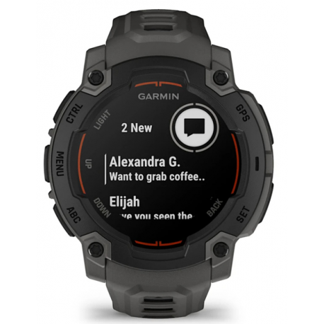 Garmin Instinct E - 45 mm - black fibre-reinforced polymer - Yes smart watch with band - silicone - charcoal - monochrome - 128 MB - Bluetooth, ANT+ - 48 g - 11